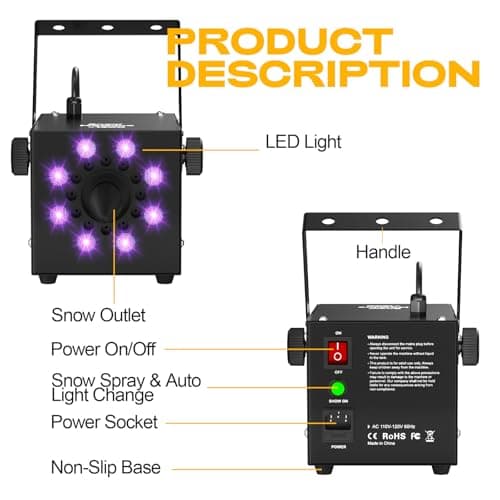 Snow Machine for Party,1200W Snow Maker With LED And Remote Control - Thumbnail 4