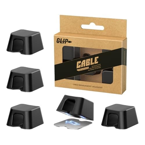Maveek Magnetic Cord Clips, Cable Holder Magnet Silicone Cord Organizer Keyboard Keys Square Cable Management for Charging USB C Ethernet HDMI Home Office Car TV Cables (5 Pack, Black) - Image 1