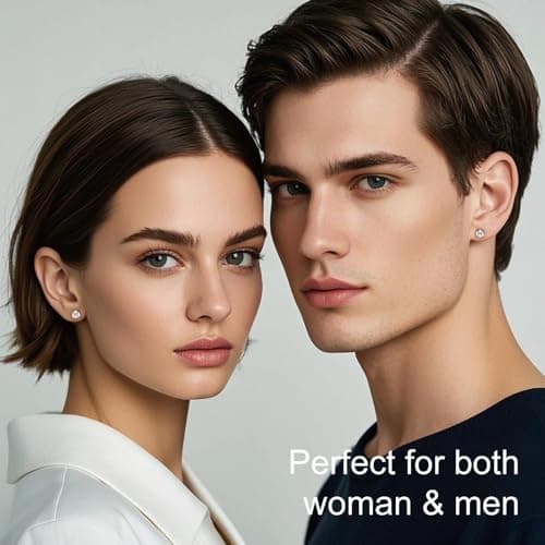 Ve Celestelle Moissanite Stud Earrings, 925 Sterling Silver, 18K White Gold Plated, Round Cut (4 Carat-(2ct*2)-8mm) - Thumbnail 3