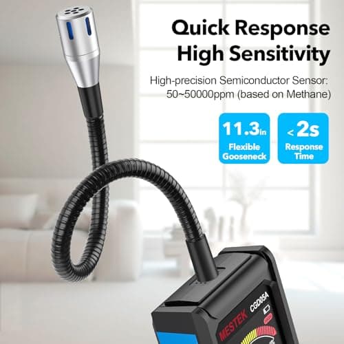 MESTEK Natural Gas Detector, Gas Leak Detector with Long Gooseneck, Locating The Source Like Propane, Methane, and Butane for Home and RV, Rechargeable - Thumbnail 4