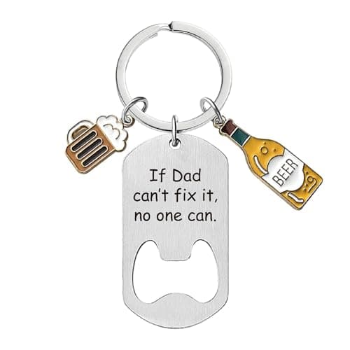 Ediseng Funny Dad Stocking Stuffers from Daughter/Son,Personalized Keychain for Men,One Piece Keychain,Cool Dad Christmas Gifts (silver) - Image 1