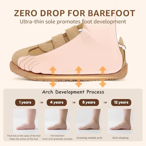 STEP QUEEN Toddler Girl Shoe Baby First Walking Tennis Sneakers Zero Drop Non Slip Shoes Outdoor Activities School Brown Toddler 6 - Thumbnail 5