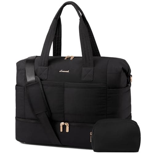 LOVEVOOK Travel Duffle Bag - Puffer Weekender Bags For Women with Shoe Compartment,50L Carry On Overnight Duffel Bags For Airplanes,Hospital Bag for Labor and Delivery,2Pcs - Image 1