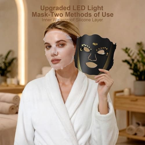 AIUO Red Light Therapy for Face, Led Face Mask Light Therapy with Rechargeable Remote, LED Face Mask Light Therapy at Home, Comfortable Red Light Therapy Mask, Black - Thumbnail 6