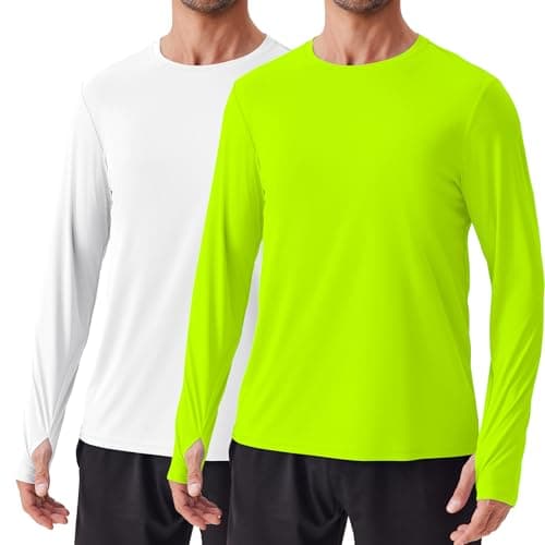 PINSPARK 2 Pack Long Sleeve Rash Guard Men UPF 50+ Moisture Wicking Shirt Swimming Fishing Outdoor Quick Dry Lightweight Tee L - Image 1
