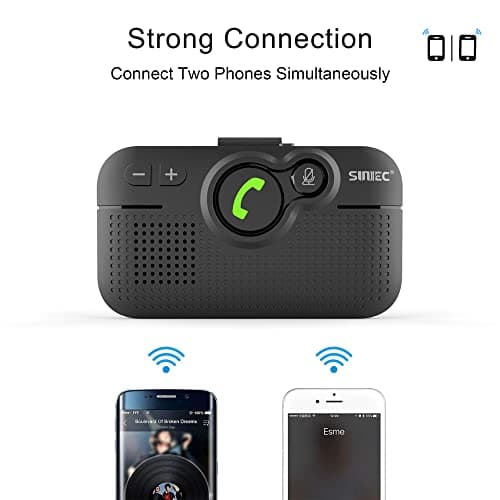 SUNITEC Bluetooth Car Speaker for Cell Phone, Handsfree Bluetooth Car Kit Motion AUTO ON Off Support Siri Voice Assistant Handsfree Speakerphone with Visor Clip - BC980P - Thumbnail 4