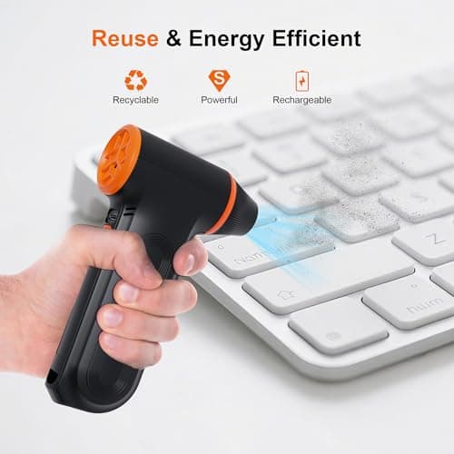 Compressed Air Duster-150000RPM Super Power Snow Blower, 3-Gear Adjustable Mini Blower with Fast Charging, Electric Air Duster for Leaves,Snow,Computer, Keyboard, (Black) - Thumbnail 3