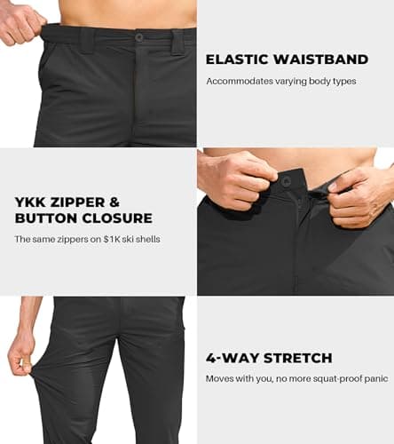 MOURCE Lightweight Hiking Pants Men Quick Dry - Outdoor Water Resistant Pants for Men with 7 Pockets, Black - Thumbnail 6