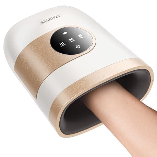 CINCOM Upgraded Hand Massager with Heat and Compression for Arthritis and Carpal Tunnel - Cordless & Rechargeable (Pearl White & Gold) - Image 1