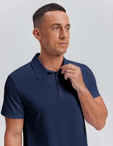 PINSPARK Men's Performance Polo Shirts Quick Dry Golf Shirts Moisture Wicking Active Polos Men Casual Collared Shirt Big and Tall 3XL Navy - Thumbnail 2