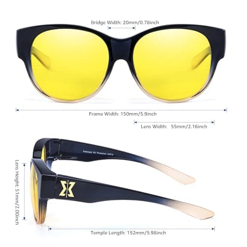 Xfeel Night Driving Glasses Over Prescription Glasses for Women Anti Glare Night Vision Glasses for Low-Light Conditions - Thumbnail 3