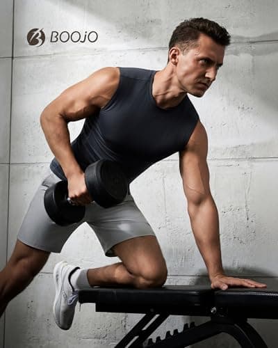 BOOJO 5 Pack Compression Shirt Men - Sleeveless Tank Top Workout Athletic Gym Quick Dry Base Layer Udershirts for Running - Thumbnail 2