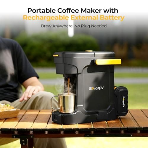 BougeRV Coffee Machine with 18V 8Ah Battery Powered Compatible with K Cup Coffee Pods & Ground, Cordless Coffee Maker for Travel Camping Outdoor Worker Home - Thumbnail 2