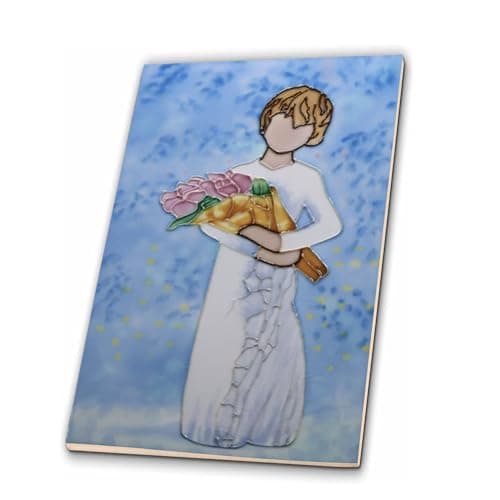 Kunibaka Ceramic Art Decorative Tiles, Handmade 3D Embossed Relief Wall Art, Home Decor Accent for Wall & Tabletop, Unique Gift for Mom Daughter Anniversary Birthday（7.8″x11.8″） - Image 1
