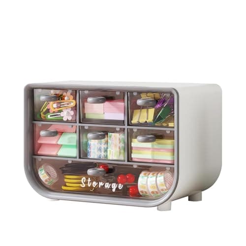 2026 Latest Mini Small Office Desk Organizer with 7 Drawers, 3 Tiers Stackable Desktop Drawers for Hand Storage and Organization, Office Fixed Makeup Organizational Set for Office and School (Gray)