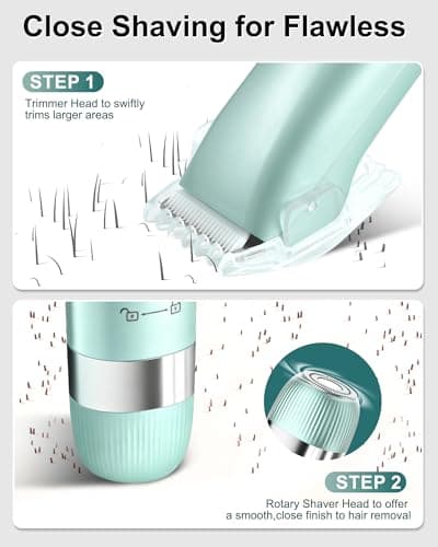 Electri Razors for Women, 2 in 1 Personal Groomer Kit Bikini Trimmer for Women Painless Lady Shaver for Face, Bikini, Underarm, Legs, Arms Waterproof, USB Rechargeable Facial Hair Trimmer - Thumbnail 3