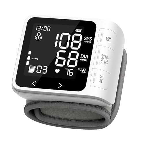 VivaGuard Wrist Blood Pressure Monitor, LCD Backlit Dispaly BP Machine Automatic Digital Portable Wrist Blood Pressure Cuff with Heartbeat Detector, 2 * 99 Memory, Carrying Case, 2 AAA Batteries - Image 1