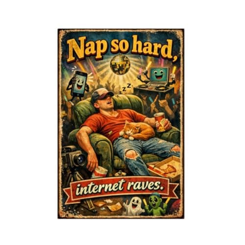 Nap So Hard Internet Raves Vintage Tin Sign Funny Retro Metal Plaque Humor Wall Decor Meme Style Artwork for Living Room Office Man Cave 8x12 Inch Pre Drilled Holes - Image 1
