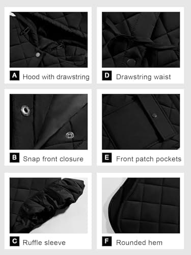 Tankaneo Womens Long Puffer Vest Ruffle Sleeve Winter Coats Hood Sleeveless Quilted Jackets Outwear - Thumbnail 6