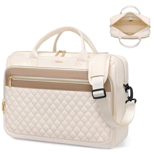 MDODO Large Laptop Bag for Women Men Computer Briefcase Messenger Handbag Shoulder Crossbody Laptop Tote Bag for Work Teacher Office Travel Business, 15.6 Inch, 22.5 L, Beige - Image 1
