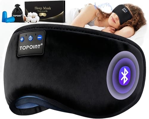 TOPOINT Sleep Mask with Headphones Bluetooth 5.4 Wireless, Sleep Headphones Earphones Earbuds with Microphone HD Speakers Music, Blackout Eye Mask for Sleeping Travel Meditation Men Women Cool Gadgets - Image 1