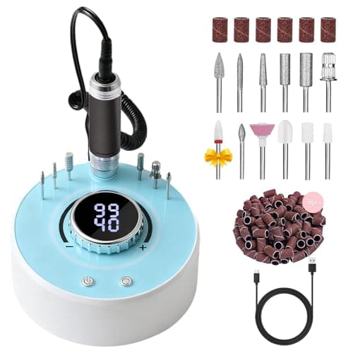 Qinvone Electric Nail Drill File: Professional 40000RPM Nail E-File Drill, Rechargeable Cordless Nail Drill with Bits & Base for Acrylic Nails Remove Nail Gel Polish Manicure for Home Salon Use (Blue) - Image 1