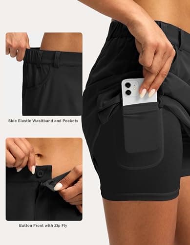 Women's Skort Cargo Skirt Golf Skirts 5 Pockets Lightweight Tennis Athletic Skirt for Summer Casual Hiking, Black, X-Small - Thumbnail 4