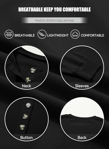 AlvaQ Plus Size Oversized Sweatshirts for Women Fall Fashion 2025 Loose Long Sleeve Button Up Hoodies Henley Tops Black Large - Thumbnail 5