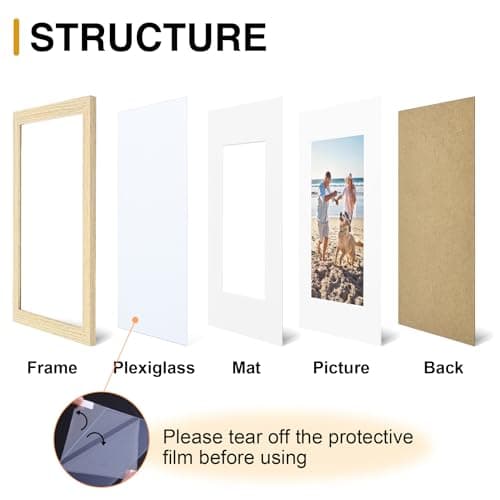 decorUhome 4x6 Picture Frame, Display Pictures 3.5x5 with Mat or 4x6 without Mat, Wall & Tabletop Display Photo Frame, Natural, 1 Pack - Thumbnail 2