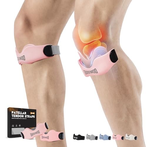 GOUNOD Patellar Tendon Support Strap 2 Pack,Silicone Knee Strap for Knee Pain Relief,Patella Band for Basketball, Jumpers Knee, Tendonitis, Running, Hiking, Soccer, Osgood Schlatter (Pink) - Image 1