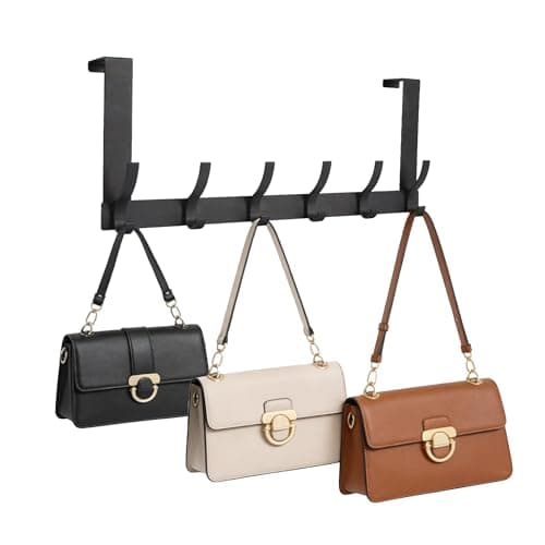 HBPHBP Over The Door Purse Organizer Purse Rack with 12 Hooks Design ,Hanging Handbag Organizer Storage Holds up to 12 Bags,Bag Rack Can Use for Door, Closet - Image 1