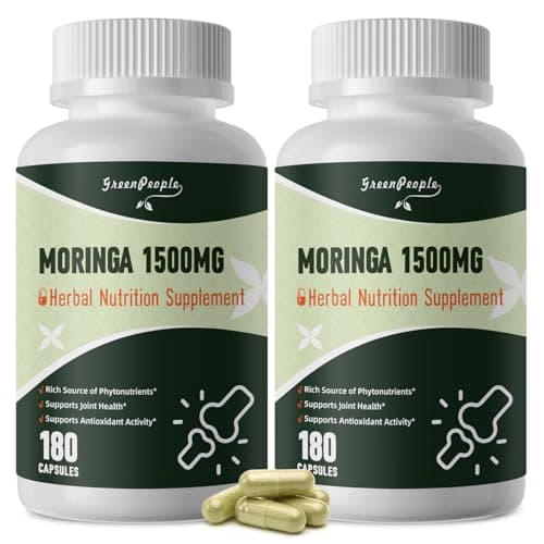 Moringa Pure Capsules, Rich Moringa Powder, A Natural Green Antioxidant Superfood - Supports Energy, Skin Health, Gut Health, with Essential Vitamins & Amino Acids, 180pcs-2 Pack - Image 1