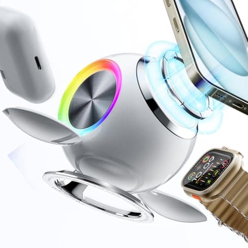 Venus 3 in 1 Mag-Safe Charger Stand, PEXXUS Magnetic Wireless Charging Station Apple MagSafe Charger (30W) Compatible for iPhone 12-16 Pro Max, Apple Watch Series, AirPods for Men - Image 1