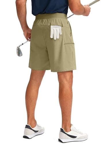 Viodia Men's 7" Golf Shorts with 5 Pockets Elastic Waist Quick Dry Stretch Lightweight Shorts for Men Hiking Casual Athletic Medium Khaki M - Image 1