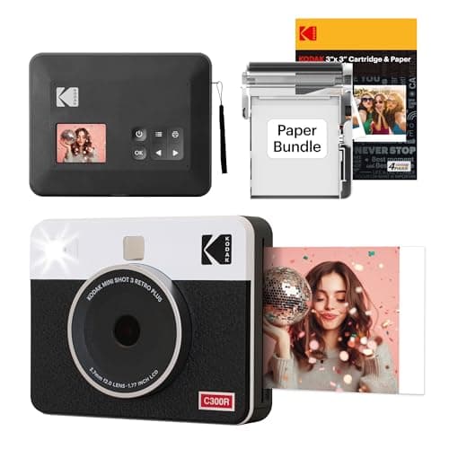 KODAK Mini Shot 3 Retro 3x3” Instant Digital Camera & Photo Printer, 38 Sheets, 2-in-1 Portable Print Camera, Bluetooth Smartphone Printer for iOS & Android, 4PASS Dye Sublimation, White - Image 1