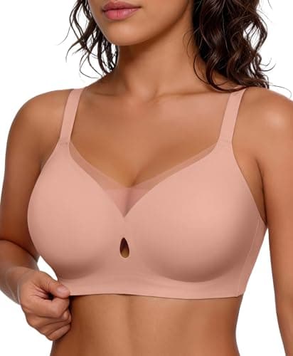 Popilush Wireless Bras for Women Seamless Full Coverage Push Up Everyday Bra No Underwire T-Shirt Bralette Pink - Image 1