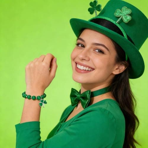 ZOLZO St Patricks Day Bracelets, Women St Patricks Day Accessories, Saint Patricks Day Clover Bracelet, Irish Jewelry for Women, Party Favors, Decorations, Gift for Friends, Family, Office, Outdoors (Style A) - Thumbnail 4