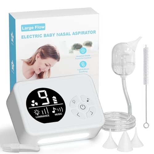 Nasal Aspirator for Baby, Nose Sucker with 9 Suction Levels, Electric Snot Sucker, 3 Levels Night Light & Nursery Rhyme Soothing Function, Food-Grade Silicone Tips - Image 1