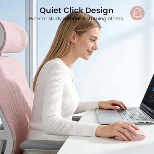CITLLA Wireless Bluetooth Mouse (USB + BT1 + BT2), Full Size Mouse, 4-Way Scrolling, Multi-Device Silent for Computer, Laptop, iPad, MacBook (Pink) - Thumbnail 6