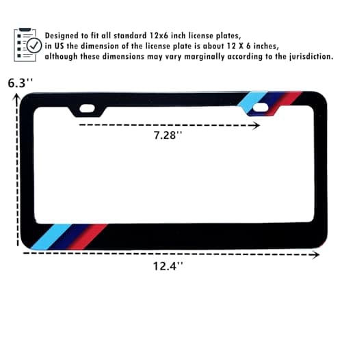 License Plate Frames Cover Compatible with BMW License Plate (3 Color Sport) 2 Pcs Pack, Aluminum Frame Holder - Thumbnail 4
