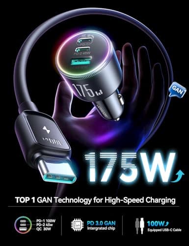 JOYROOM 175W Car Charger USB C Fast Charge 3-Port Cigarette Lighter Charger - Thumbnail 2