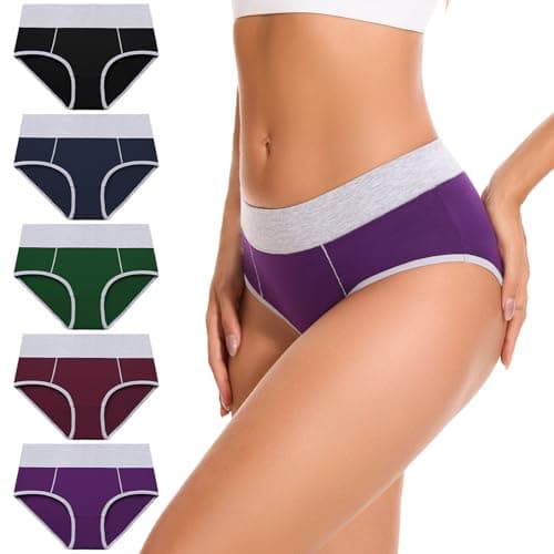 CleainKorte Womens Cotton Underwear Hipster Ladies Panties Women Mid Rise Coverage Briefs Strech Breathable - 5 Pack S - Image 1