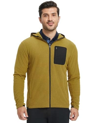 M MAELREG Fleece Hooded Jackets for Men Stretch Soft Warm Zip Up Hoodie with 5 Pockets for Outdoor Travel Golf - Image 1