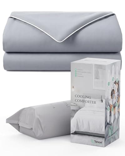 Natapai Cooling Comforter, Cooling Blanket for Hot Sleepers, All Season Lightweight Comforter for Night Sweats, Down Alternative Duvet Insert, Blanket for Night Sweats, Queen - 90"x90"(Mist Gray)