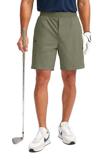 Viodia Men's 7" Golf Shorts with 5 Pockets Elastic Waist Dry Fit Stretch Lightweight Shorts for Men Hiking Casual Athletic Dusty Green - Image 1