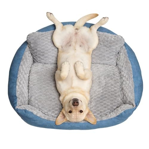 NOFKYNOXA Big Dog Bed for Large Sized Dogs with Soft Plush Cushion, 35"x28"x13.7" Machine Washable High Backrest Bed, Round Pet Sofa with Non-Slip Bottom,Year-Round Comfort for Dogs Up to 66 lbs
