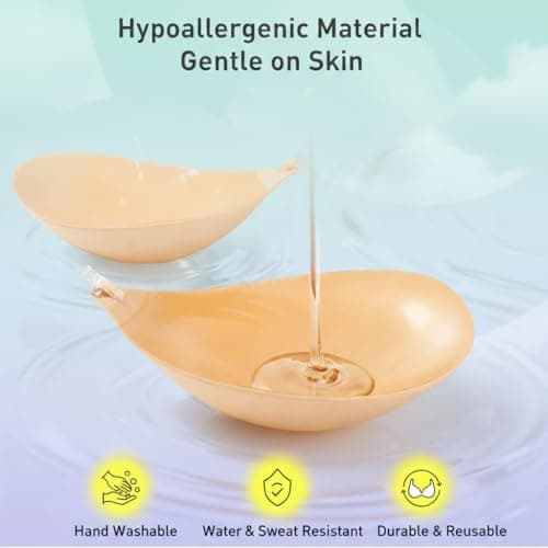 newlashua Invisible Push Up Sticky Bra, Silicone Adhesive Strapless Backless Bra & Reusable Nipple Covers for Women (US, Cup Band, D, Nude01) - Thumbnail 5