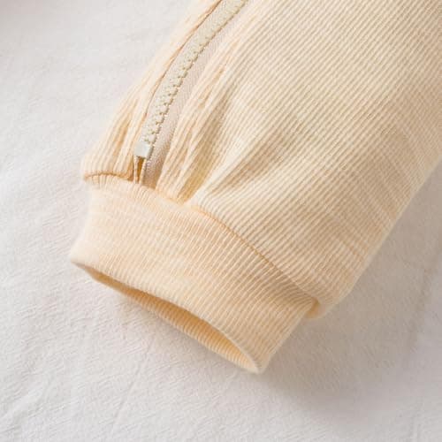 Simplee kids Animal Bunny Baby Easter Clothes Long Ear Rabbit Hoodie Romper with Zipper Light Yellow 3-6 Months - Thumbnail 6