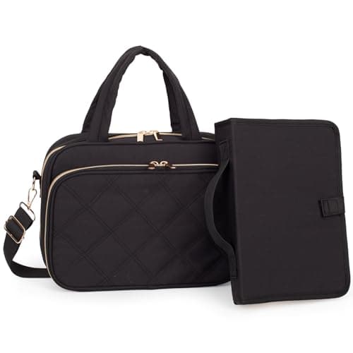 Large Bible Cover for Women,2 Compartments Bible Carrying Case With Handles Shoulder Strap, Soft Puffy Quilted Bible Bags With Book Cover Organizer, Bible Tote For Church Study Supplies Accessories - Image 1