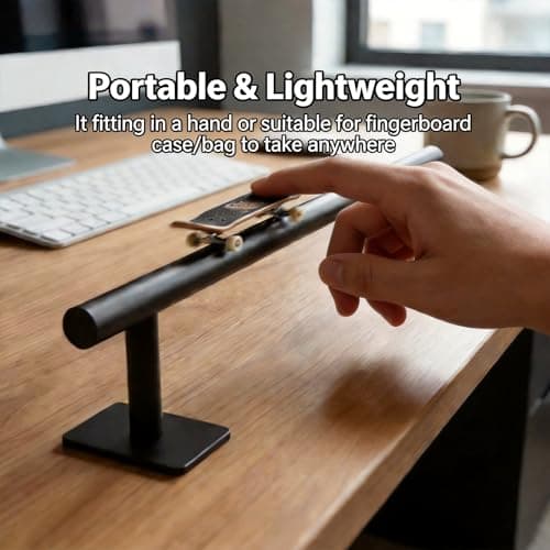 Professional Fingerboard Flat Rail Premium Solid Steel Construction Deck Ramp Skateboard Obstacle Powder Coated Finish Non-Slip Foam Feet Used with Fingerboard Decks Mini Skatepark Accessory Black - Thumbnail 6